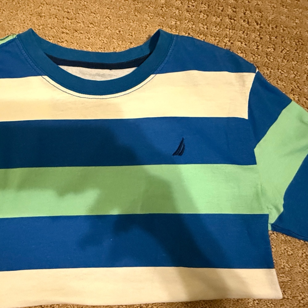 Nautica Blue and Green Striped Tee